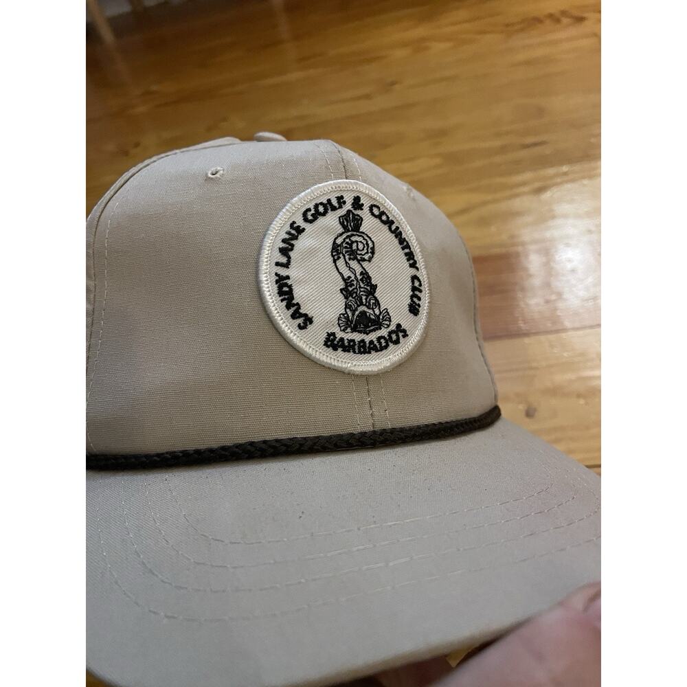 VTG Sandy Lane Golf & Country Club Hat Barbados Pro Shop Rope Hat SnapBack Tan